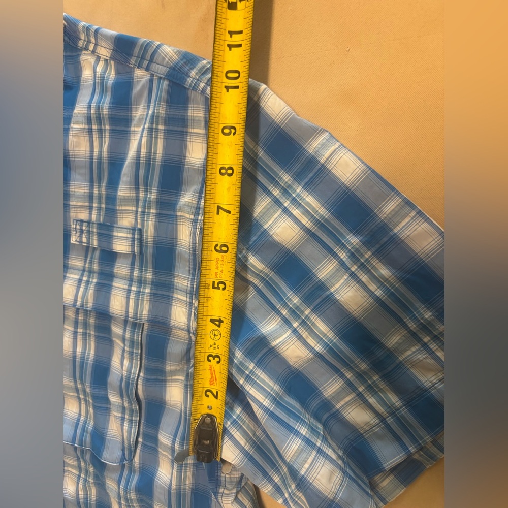 LL Bean Mens Large Shirt Blue Plaid Fast Dry Vented Button Up Fishing Hiking - Picture 10 of 16